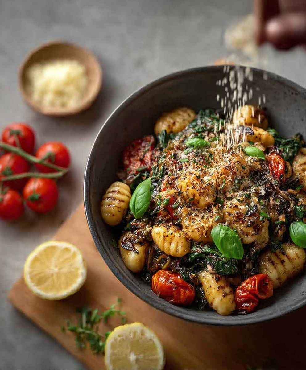 Gnocchi Pfanne Spinat Tomaten