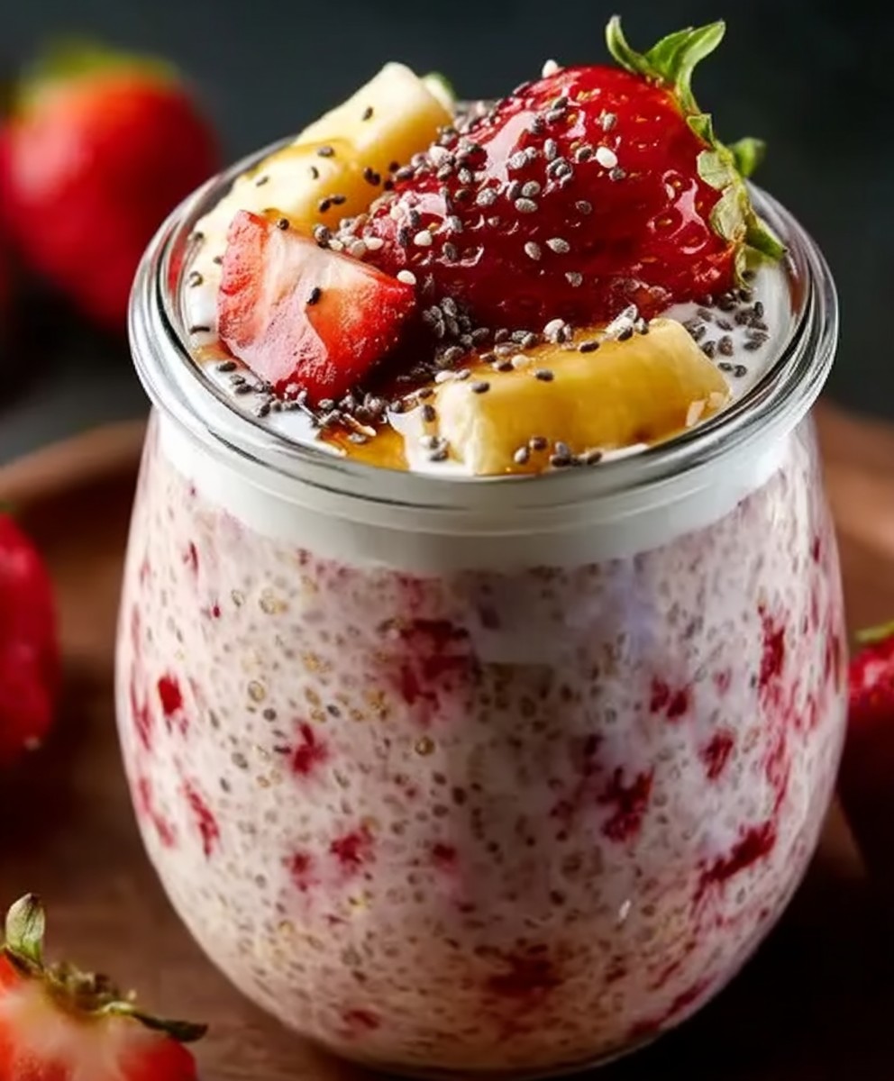 Erdbeer Rhabarber Overnight Oats