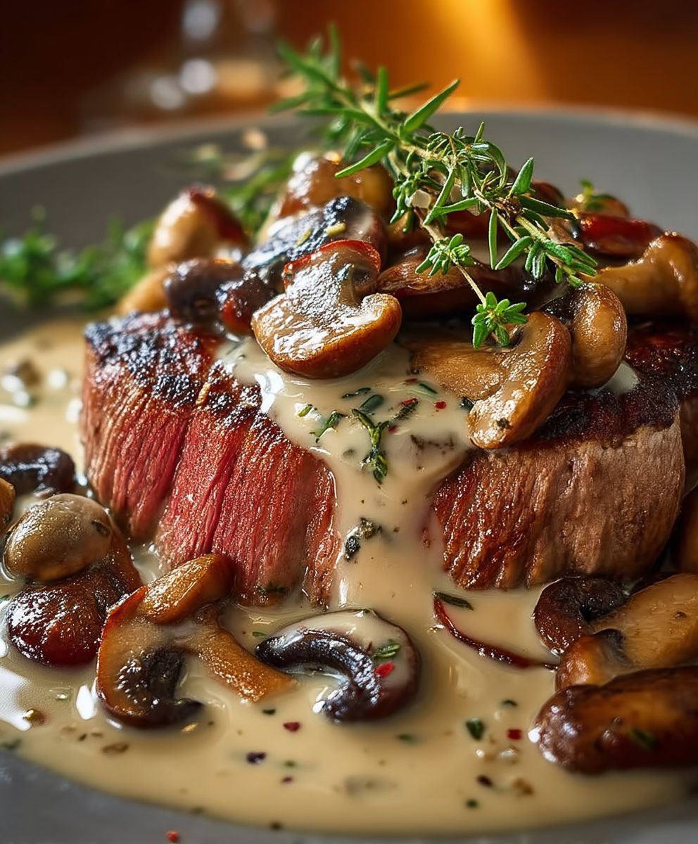 Wildschweinfilet mit Pilzen