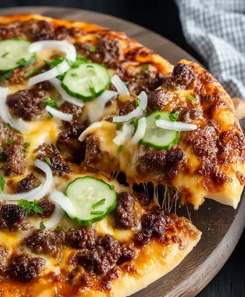 Rindfleisch Cheeseburger Pizza