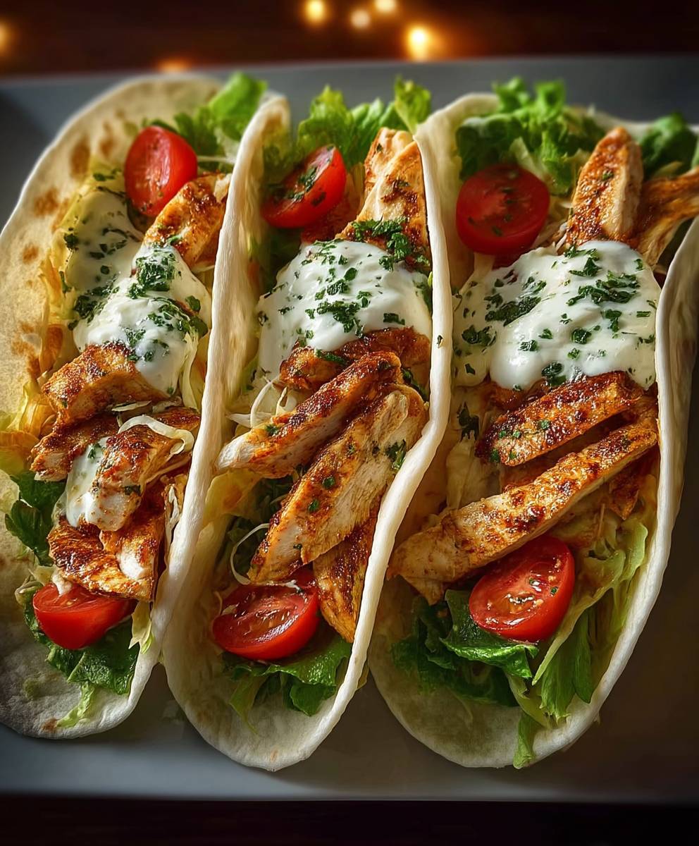 Knoblauch Hähnchen Wraps