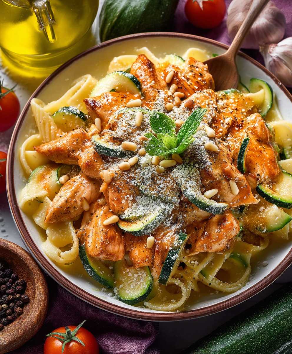 Zucchini Parmesan Pasta Hähnchen