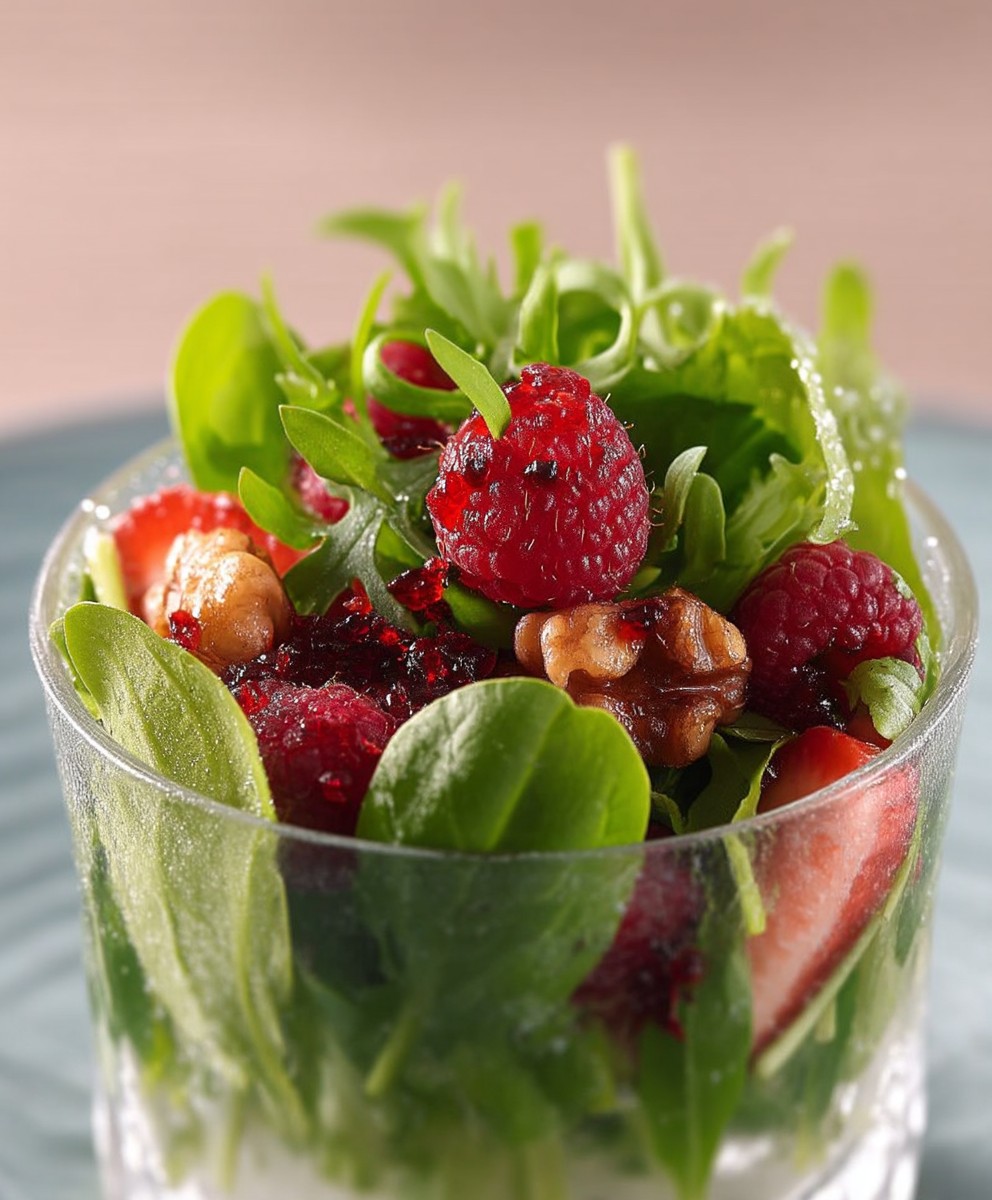 Wildkräutersalat Himbeer Walnuss Dressing