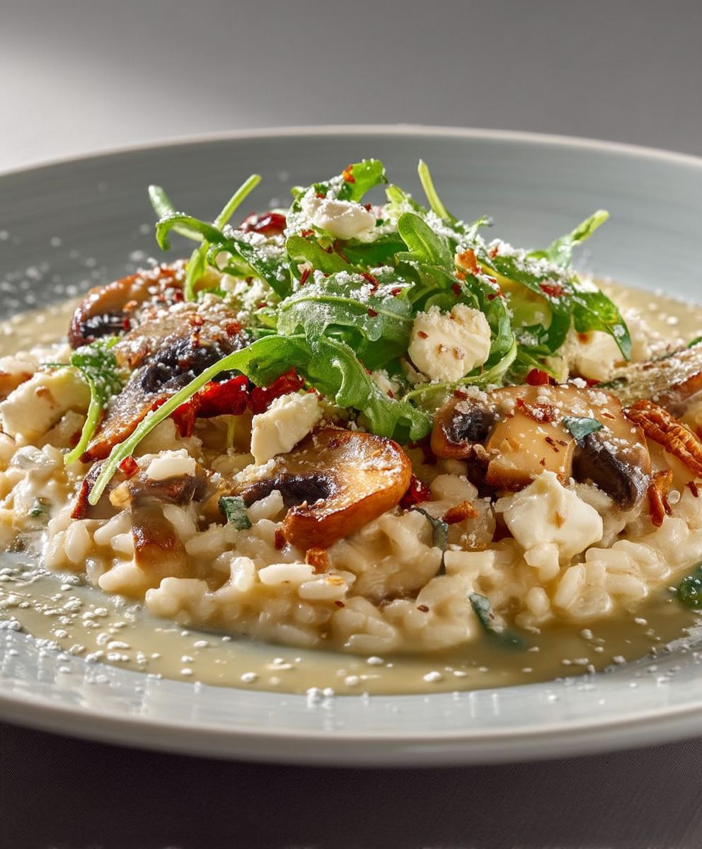 Pilz Risotto mit Brunnenkresse