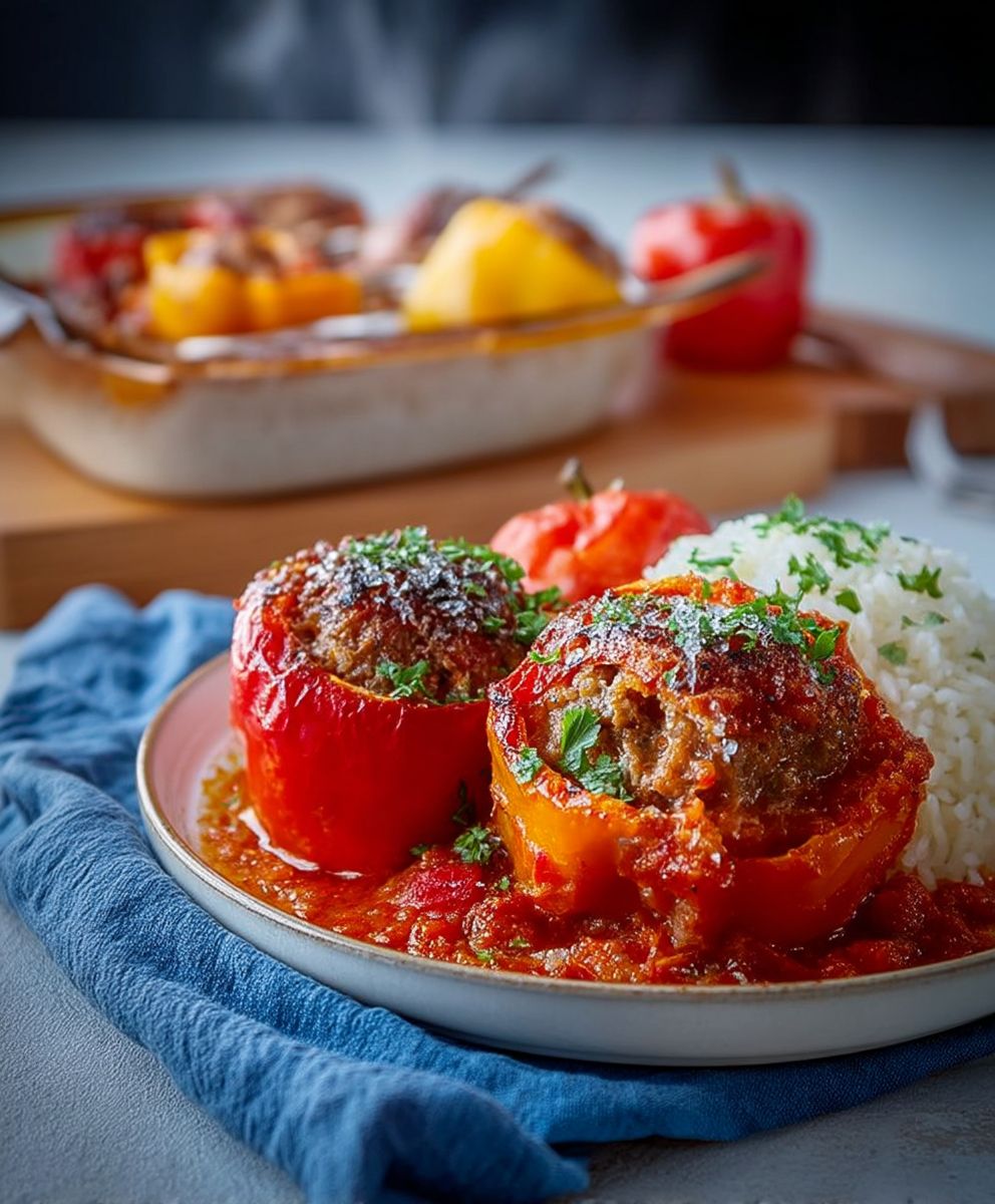 Gefüllte Paprika Hackfleisch Tomatensoße