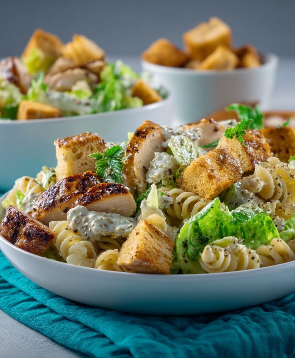 Caesar Pasta Salat Hähnchen