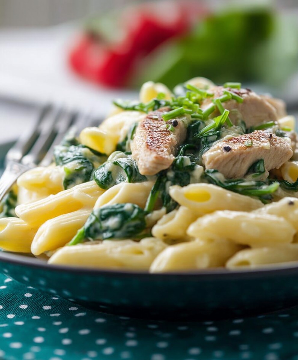 Knoblauch Spinat Pasta Pute