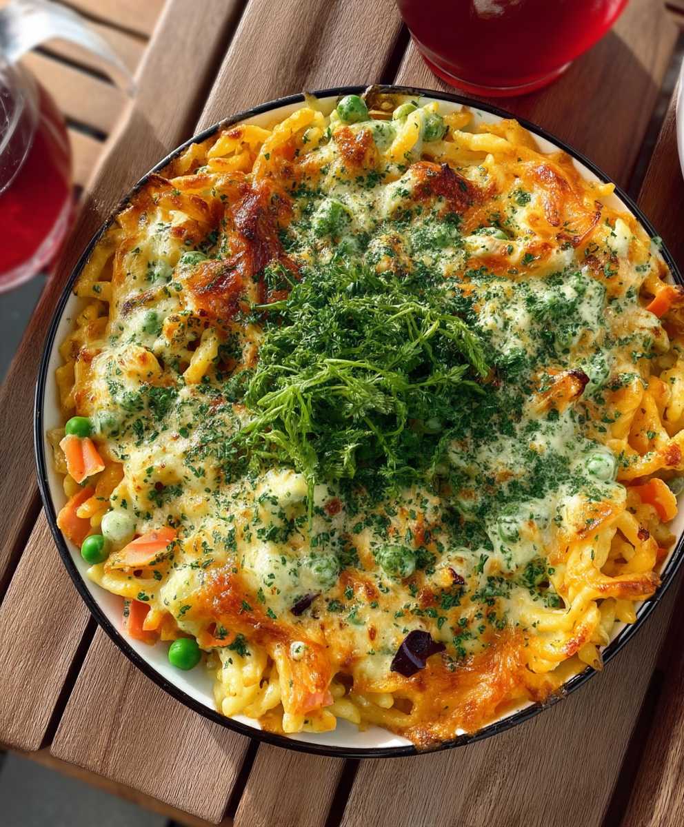 Spätzle Auflauf Gemüse Kräuter
