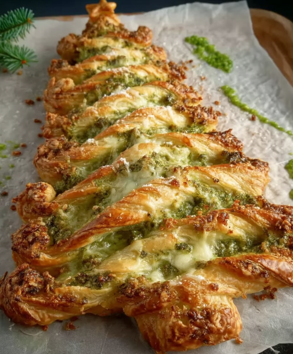 Pesto Blätterteig Tannenbaum