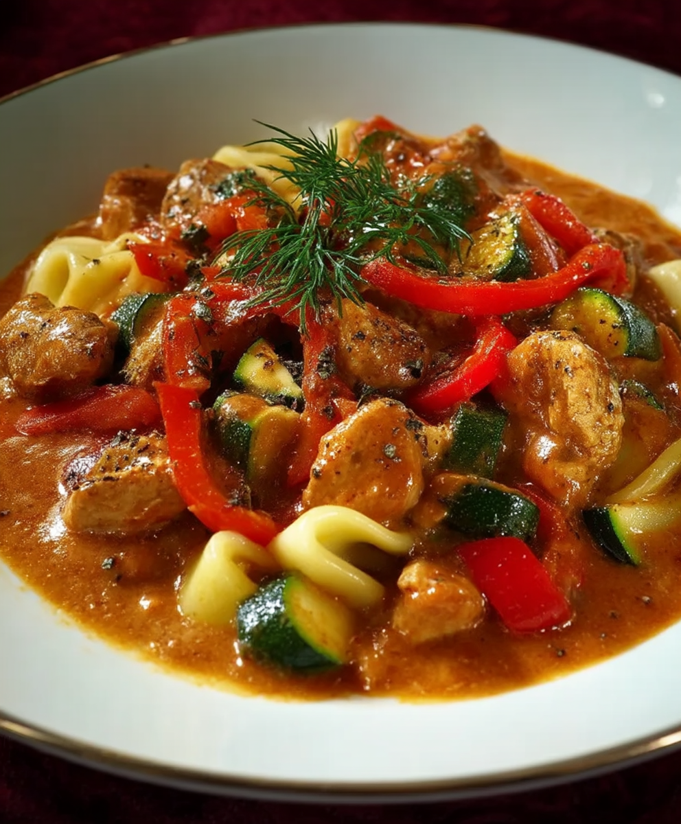 Putengulasch Paprika Zucchini