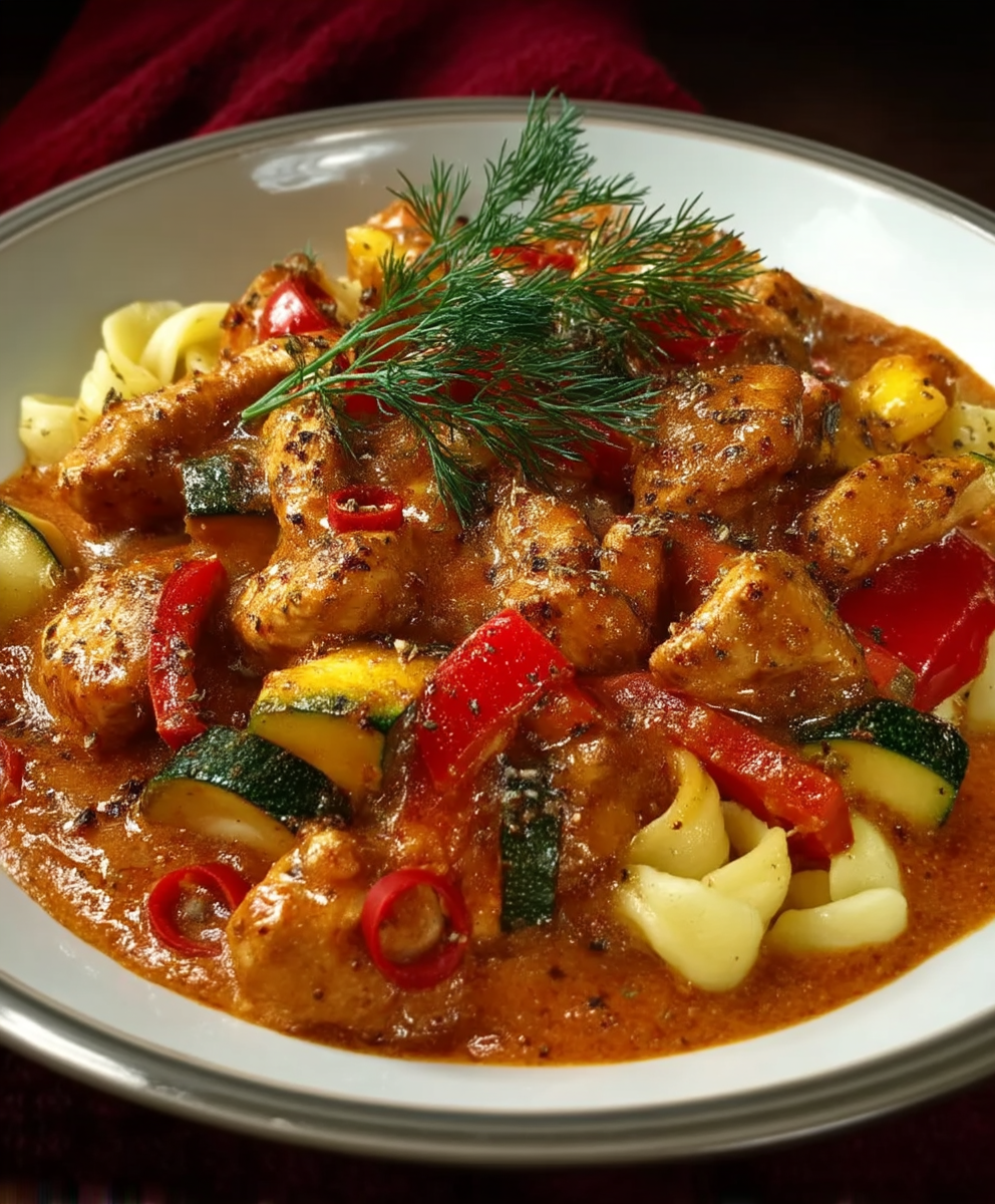 Putengulasch Paprika Zucchini
