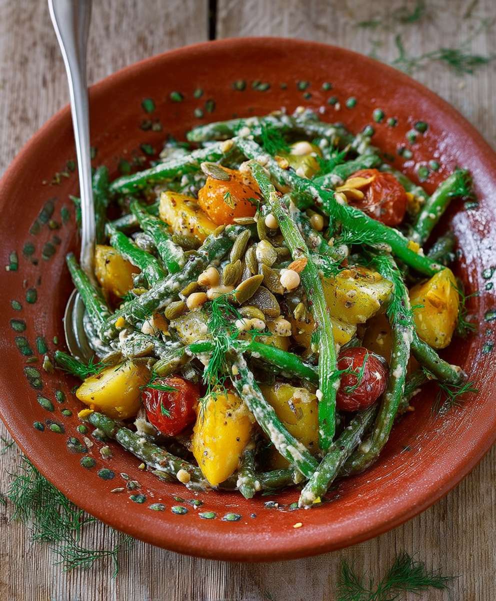 Bohnensalat mit Tahini Kartoffeln